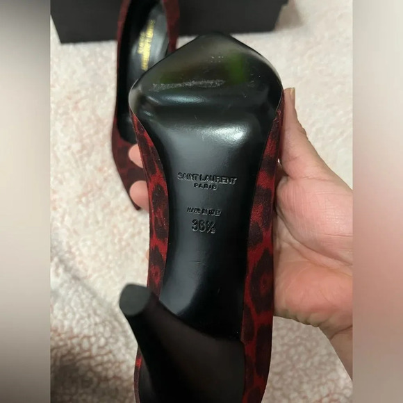 Saint Laurent red Leopard Print Pointed Pumps - Rare Luxury Statement Heels - Picture 8 of 13